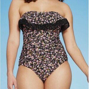 NWT Kona Sol Crochet Bandeau Floral One Piece Swimsuit Size Small NEW WITH TAGS
